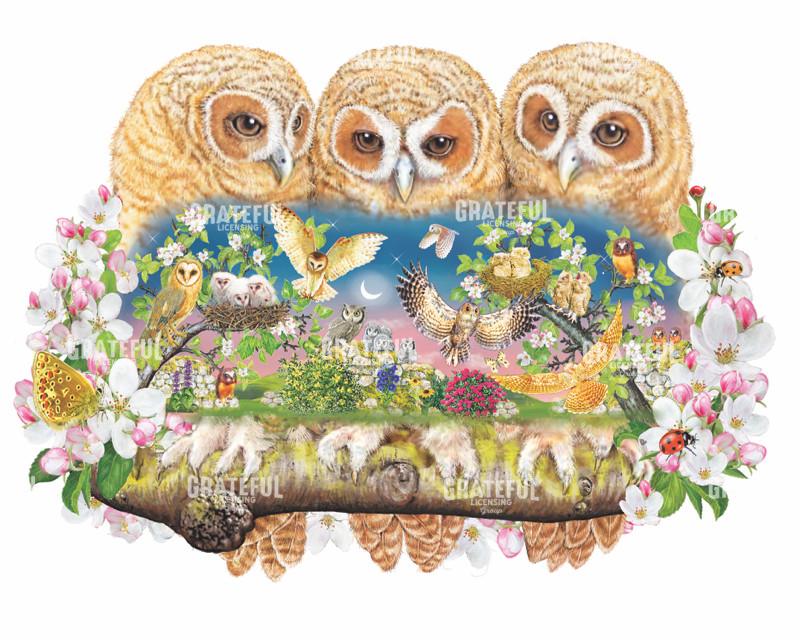 Owlets In The Moonlight