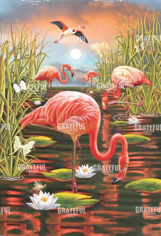 flamingoes vertical flag