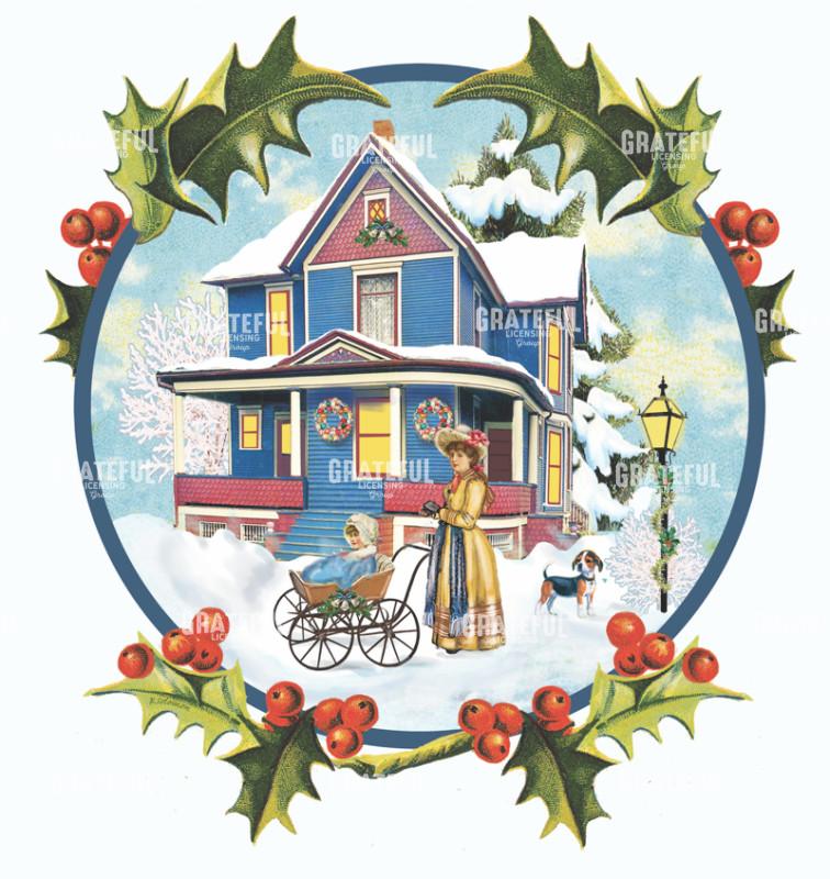 Victorian Pink House Holly Blue Square