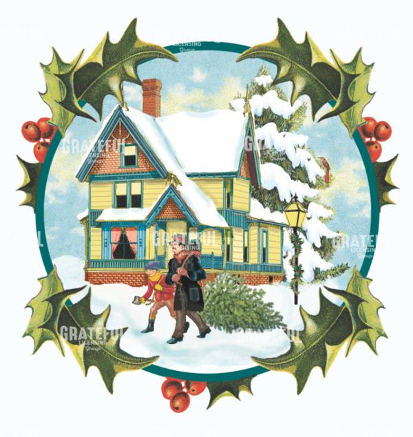 Victorian Yellow, Blue and Orange House with Holly