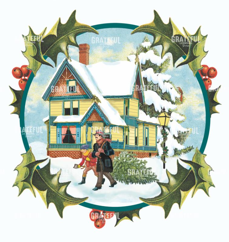 Victorian Yellow, Blue and Orange House with Holly