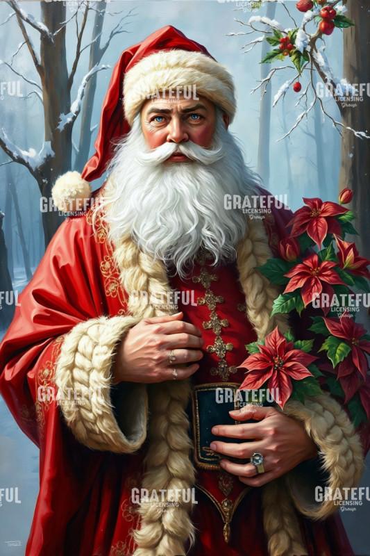 Father Christmas with Poinsettias