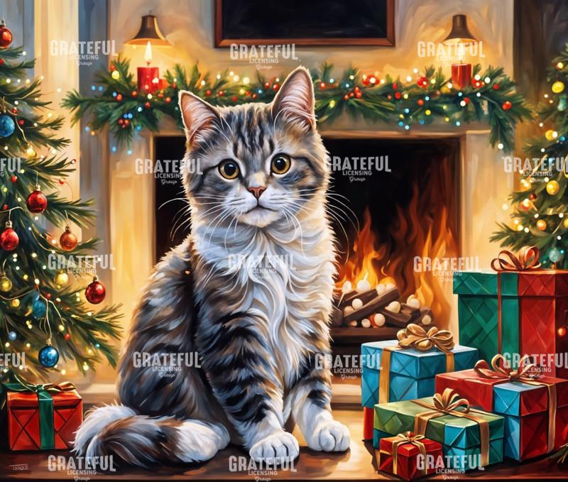 Christmas Kitten With Presents