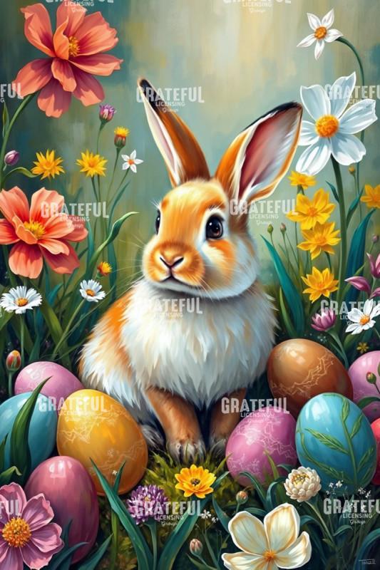 Easter Bunny With Colorful Eggs