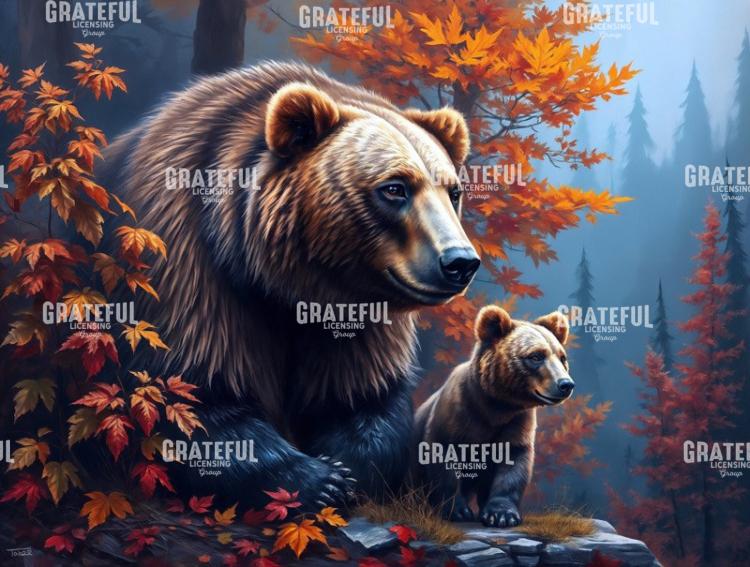 Grizzly Bear Mother and Cub