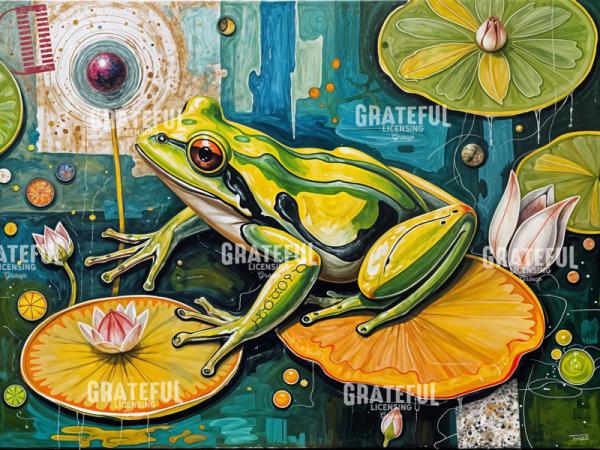 Frog and Lily Pads Modern Art