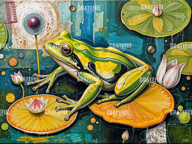 Frog and Lily Pads Modern Art