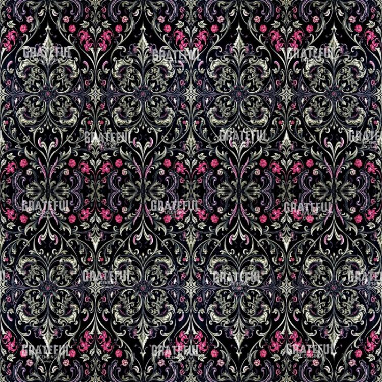 Pink and Gold Floral  Damask Pattern