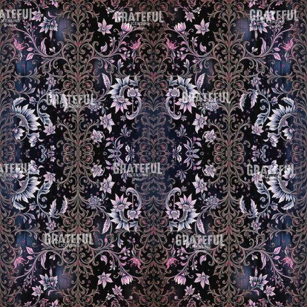 Pale Pink Feathered Floral Damask