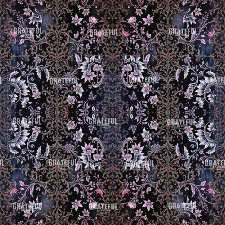 Pale Pink Feathered Floral Damask