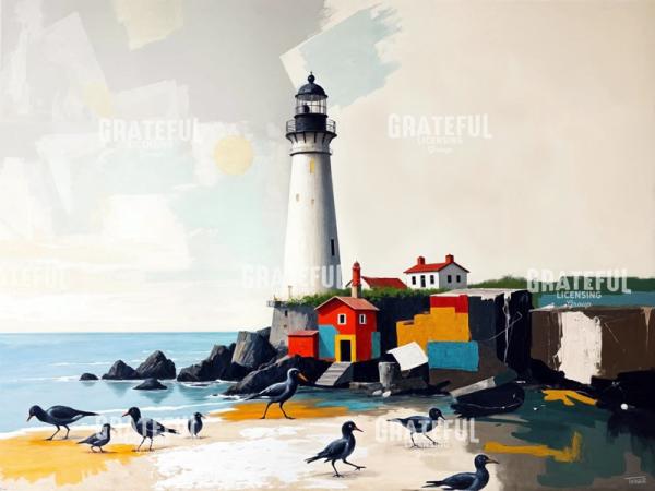 Lighthouse with Blackbirds