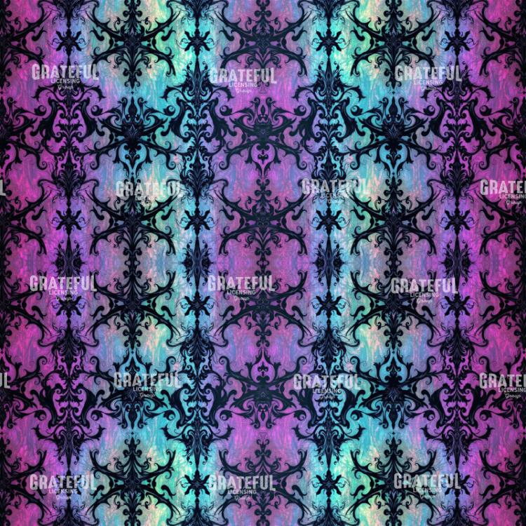 Peacock Colors Black Damask