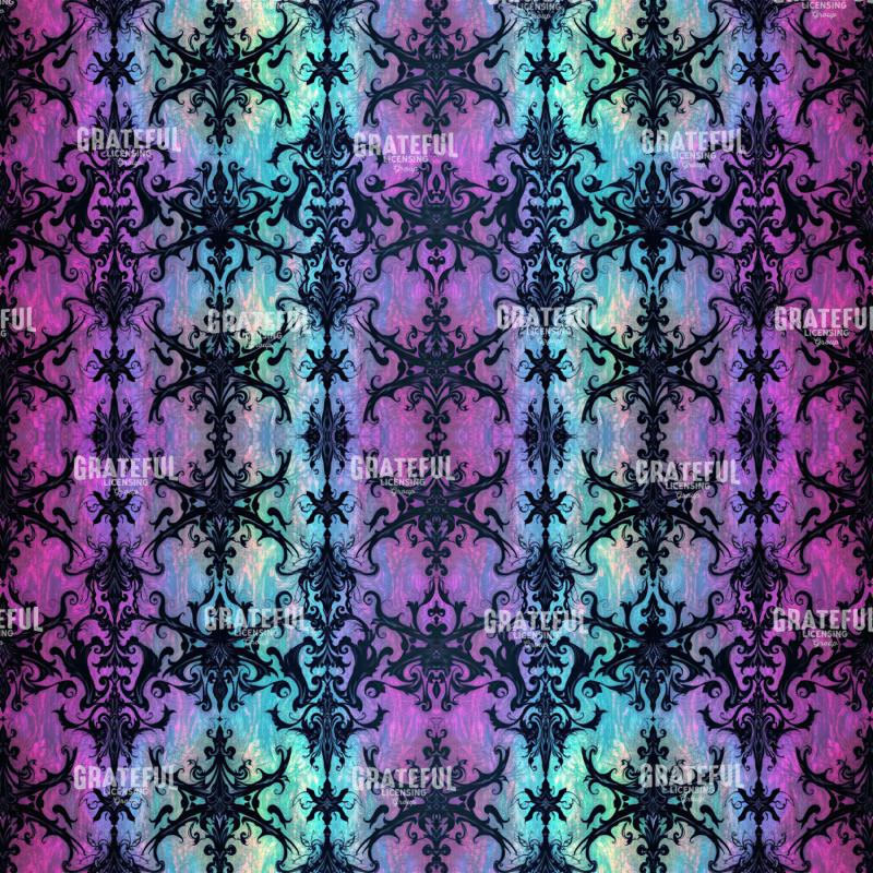 Peacock Colors Black Damask