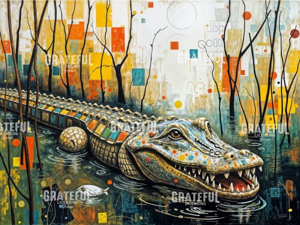 Happy Alligator with Fish