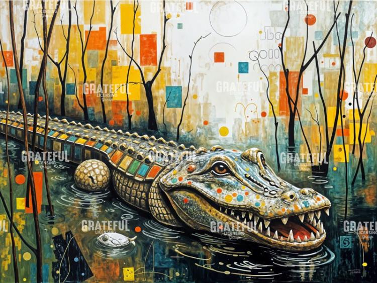 Happy Alligator with Fish