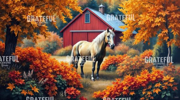 Palomino Horse In an Autumn Pasture