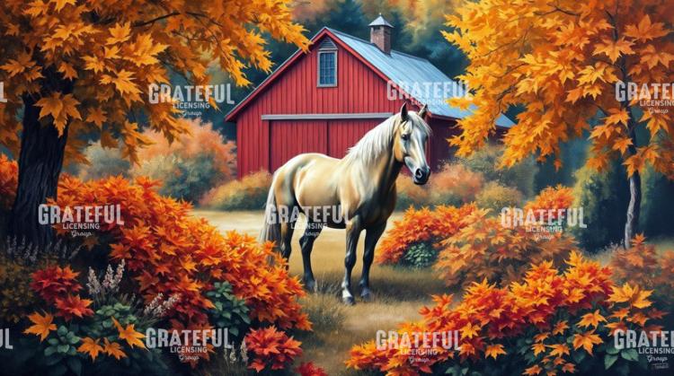 Palomino Horse In an Autumn Pasture
