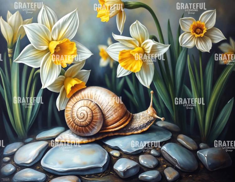 Snail With Daffodils