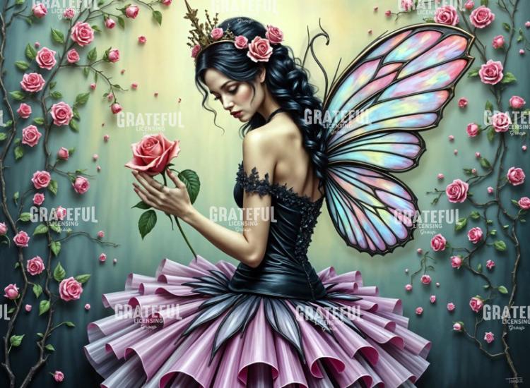 Stained Glass Fairy With Roses