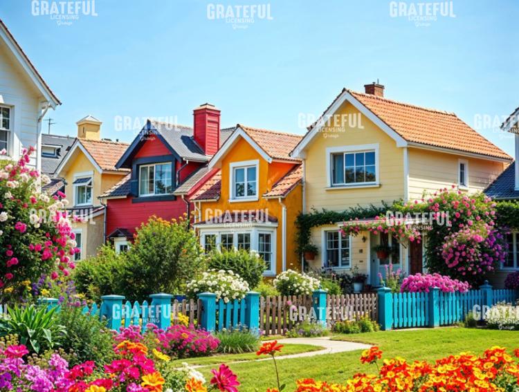 Blue Fenced Garden Cottages