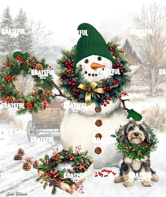 Snowman Wreaths with Dog
