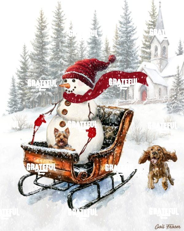 Snowman Sled with Dogs