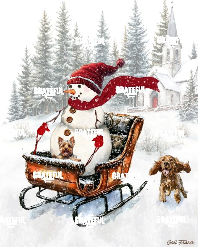 Snowman Sled with Dogs