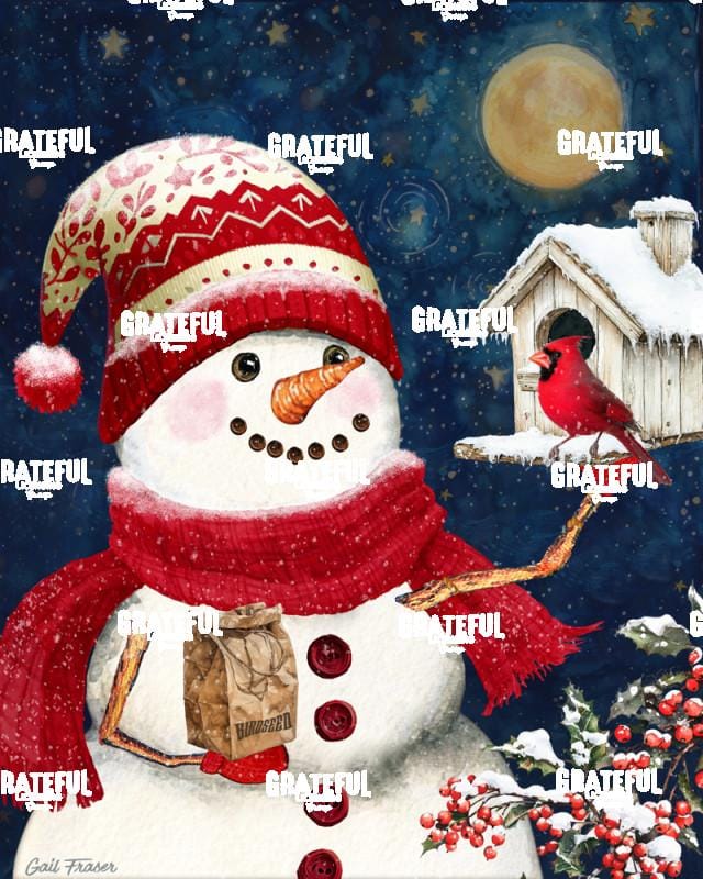 Snowman Night with Birdhouse