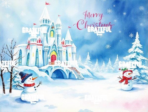 Christmas Castle With Snowmen
