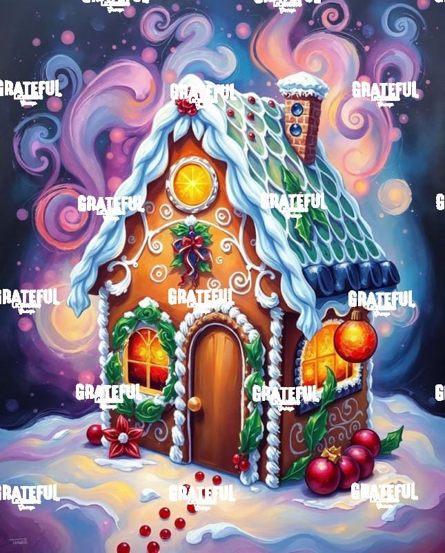 Abstract Pink Sky Gingerbread House