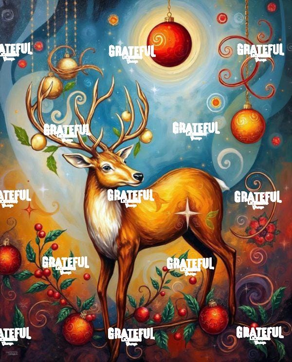 Reindeer With A Red Ornament Moon