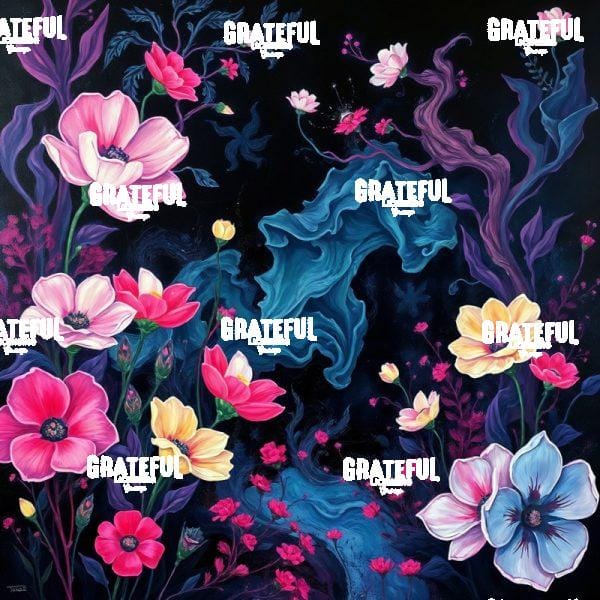 The Path of Least Resistance (Pink and Yellow flowers on a dark background)