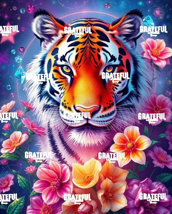 Tiger with Flowers
