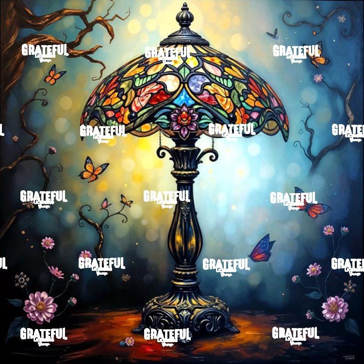 Stained Glass Lamp with Butterflies