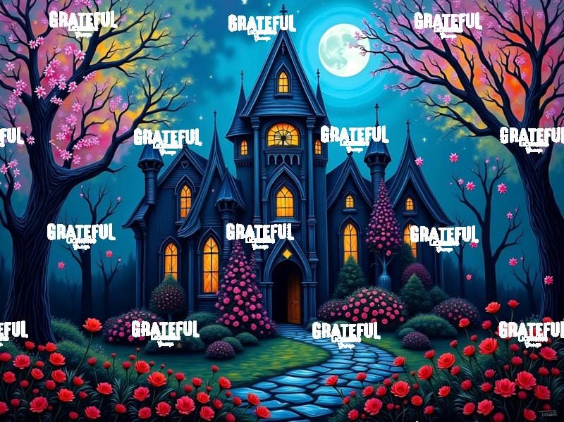 Spring Castle Under a Full Moon