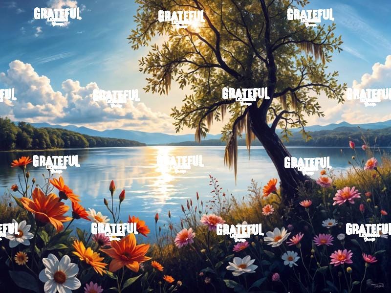 Golden Hour Wildflowers By A Summer Lake