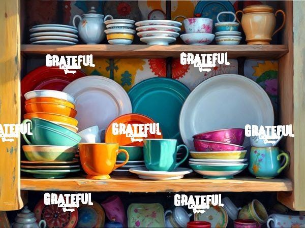 A Collection Of Dishes By A Sunny Window (Pink Bowls)