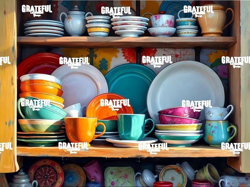 A Collection Of Dishes By A Sunny Window (Pink Bowls)