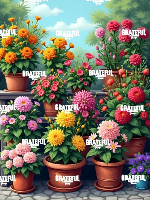 Terracotta Pots With Wildflowers