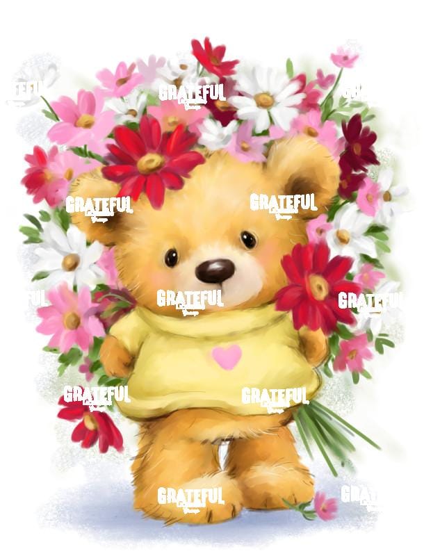 Cute Teddy with Flowers