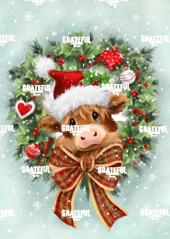 Highland Cow with Wreath