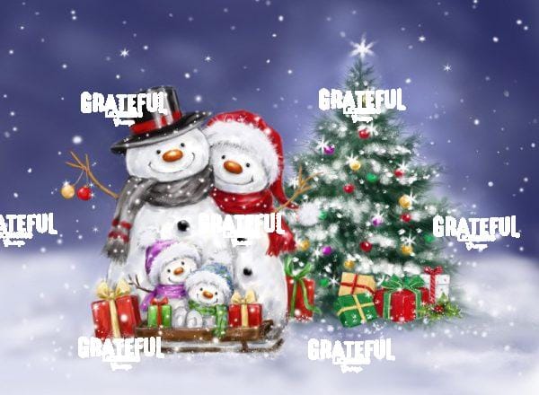 Snowman family and tree