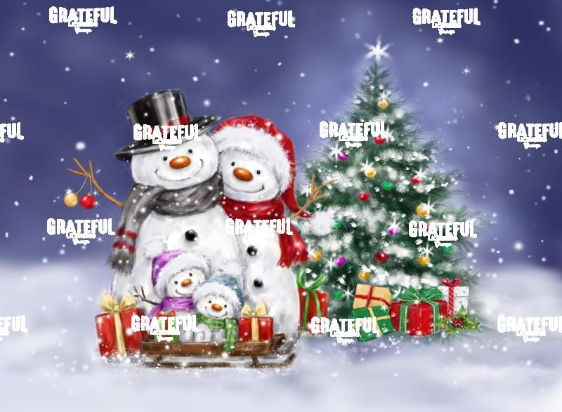 Snowman family and tree