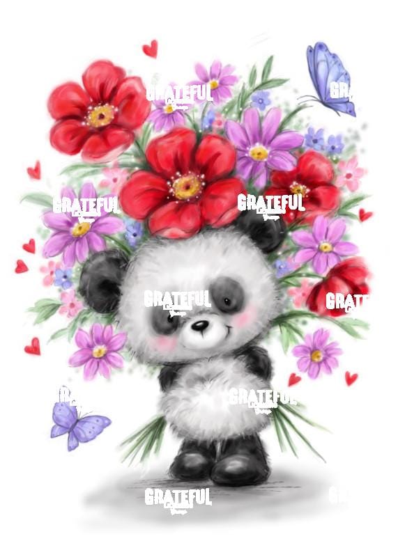 Panda with Flowers