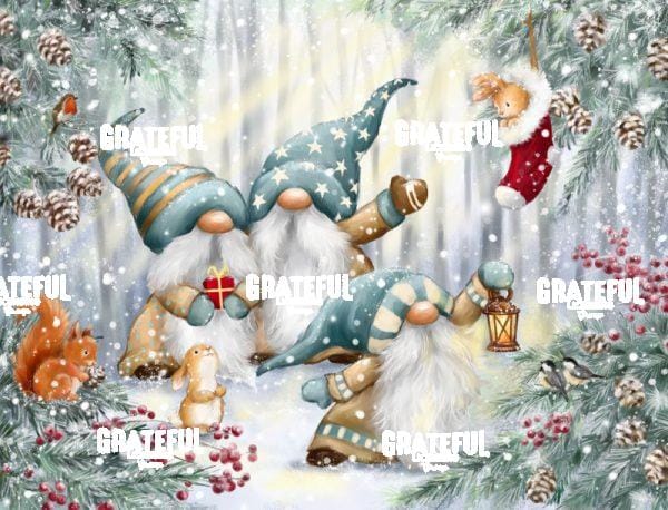 Gnomes in Snowy Forest