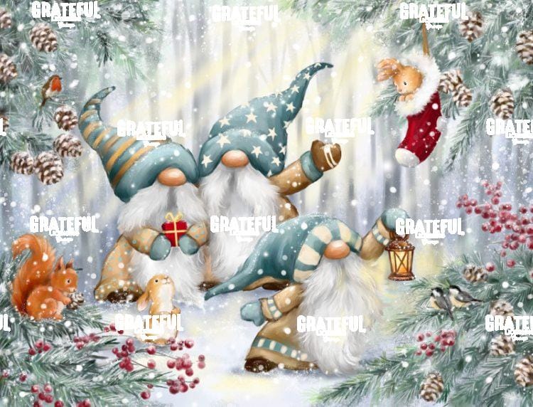 Gnomes in Snowy Forest