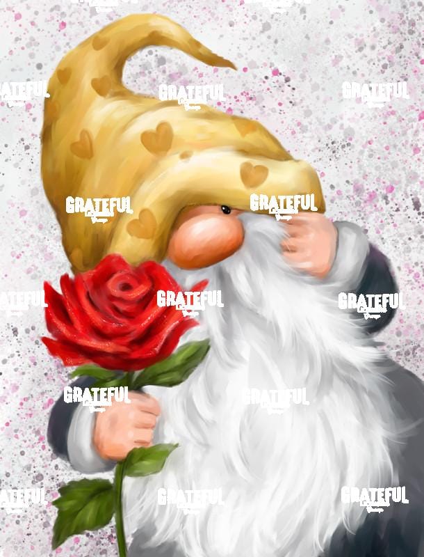 Gnome with Red Rose