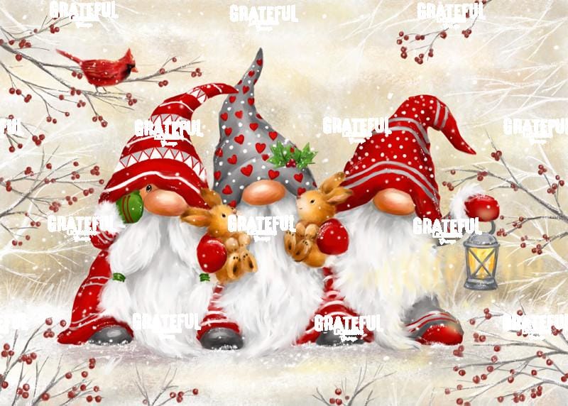 Three Gnomes with Rabbits