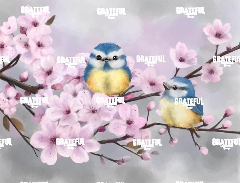 Spring Flowers with little Birds