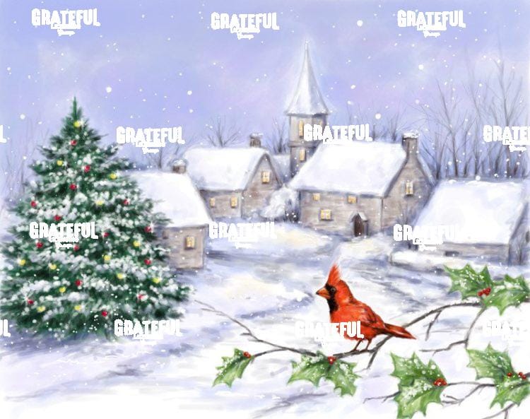 Cardinal and Christmas Tree